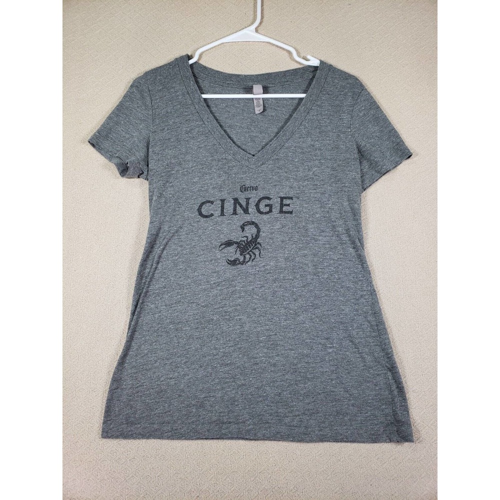 Cuervo Cinge Shirt Womens Medium M V Neck Cotton Short Sleeve Pullover Scorpion